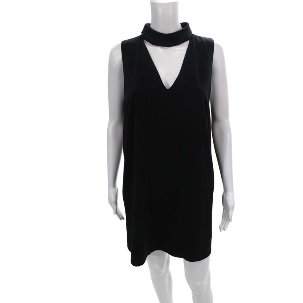 Loveriche Womens Black Shift Dress V Neck Knee Polyester Zip Size L